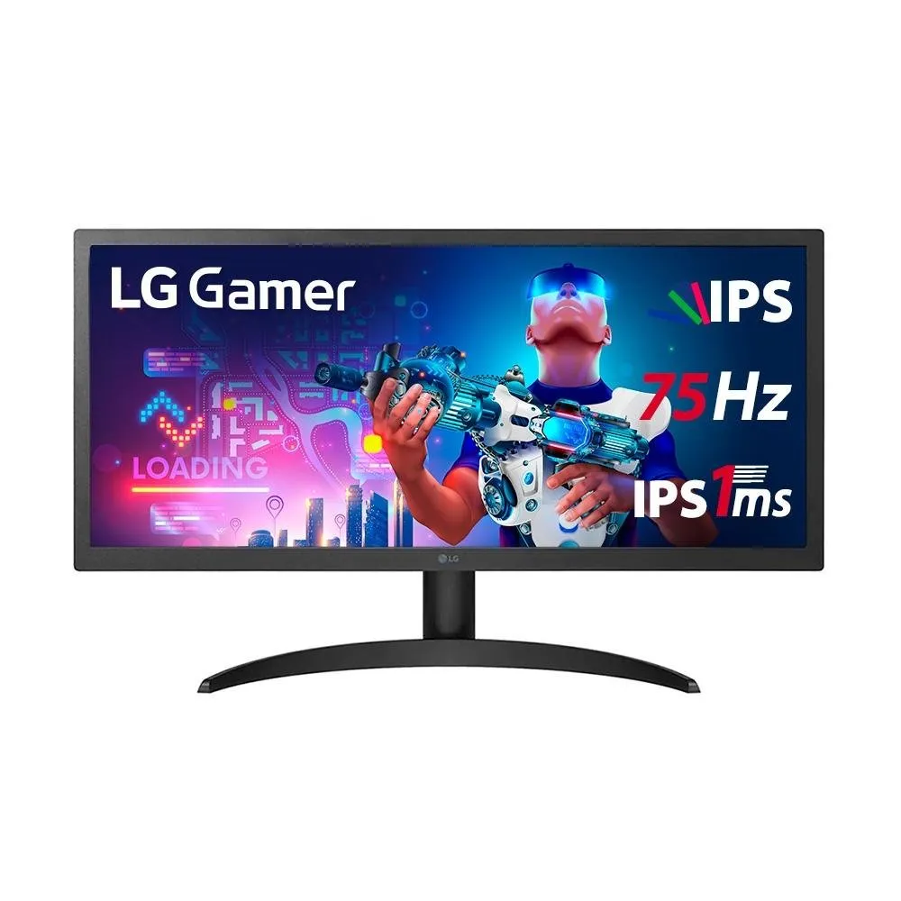 [App] Monitor Gamer Lg 26 Full Hd, Ultra Wide, 75hz, 1ms, Ips, Hdmi, Freesync Premium, Hdr 10, 99% Srgb, Vesa, Preto - 26wq500